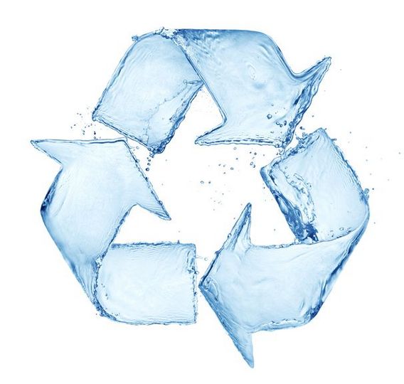 Recycling icon with arrows out of water